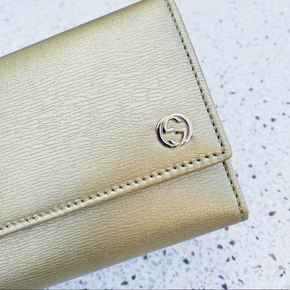 NWT Authentic Gucci Leather Trifold Long Wallet - Picture 2 of 8